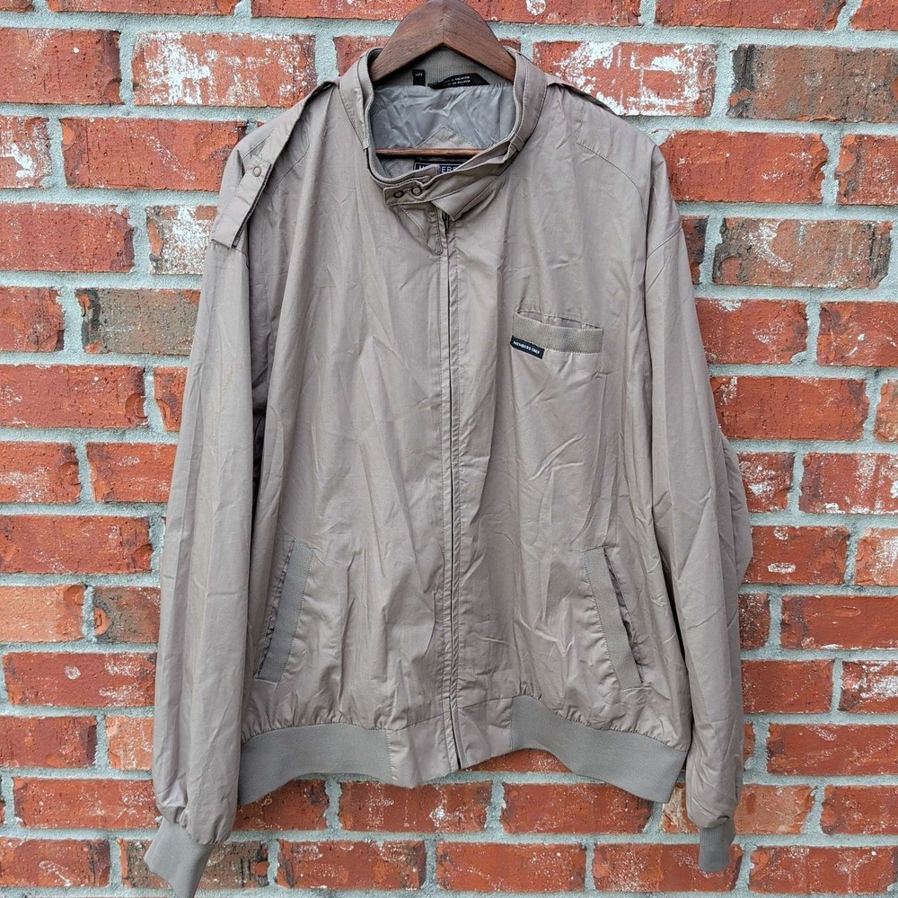 Members Only Racer Jacket Mens 3XT Tan Khaki Iconic Windbreaker Epaulettes